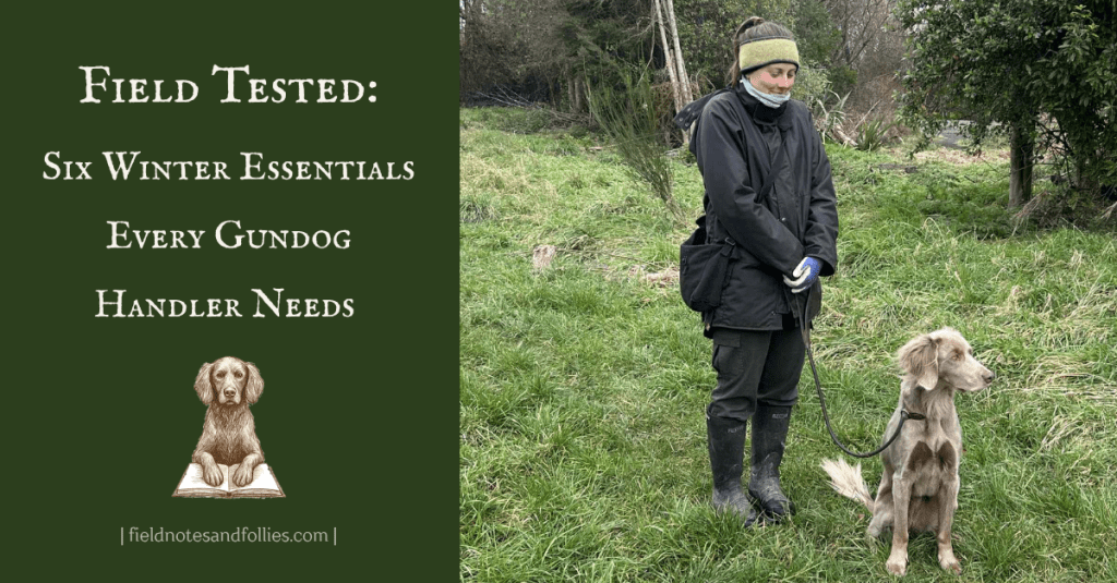 Handler standing in cold with dog